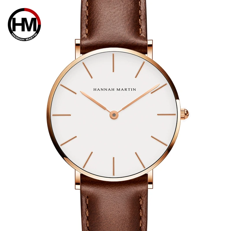 2019 Япония движение коричневый кожаный horloges vrouwen белый циферблат женские лучший