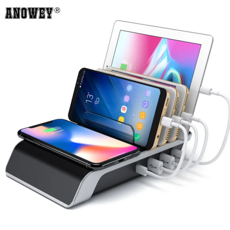 Мульти Usb порты Быстрое беспроводное зарядное устройство для iPhone samsung QC 3 0 Быстрая