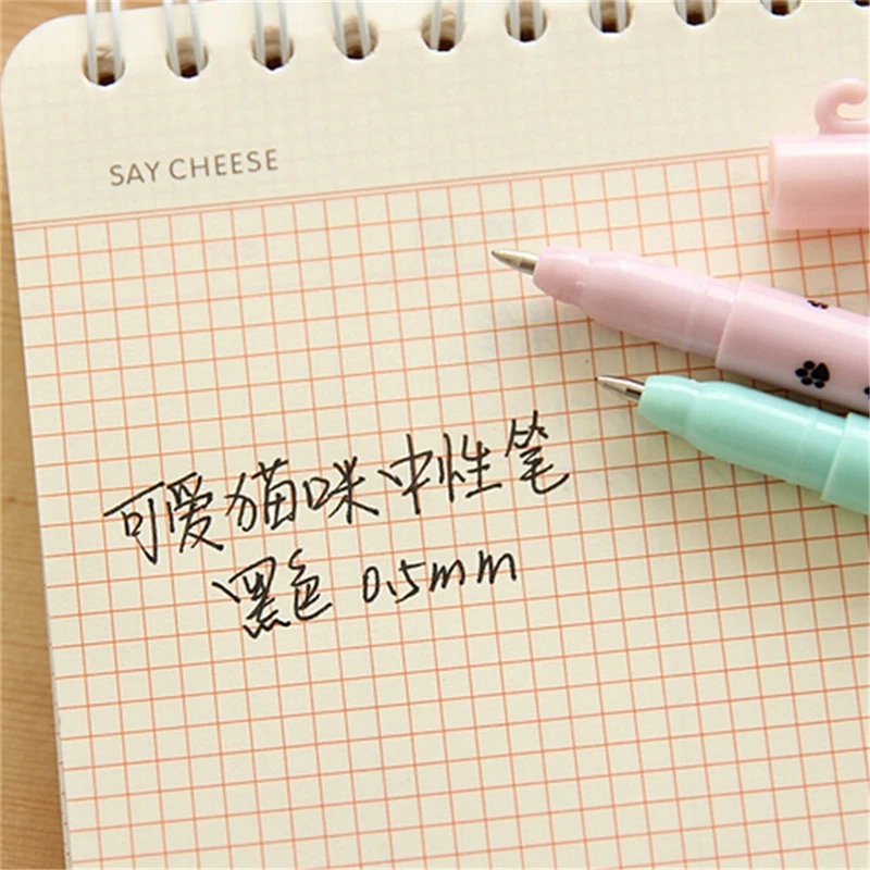 5 шт./лот гелевая ручка с милым мультяшным котом кавайные канцелярские ручки
