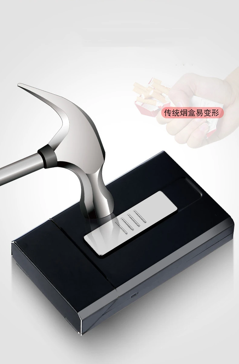 Металлический чехол для сигарет, коробка с электронной зажигалкой, USB, портативная плазменная Вольфрамовая зажигалка, водонепроницаемый держатель, 20 шт., тонкие сигареты