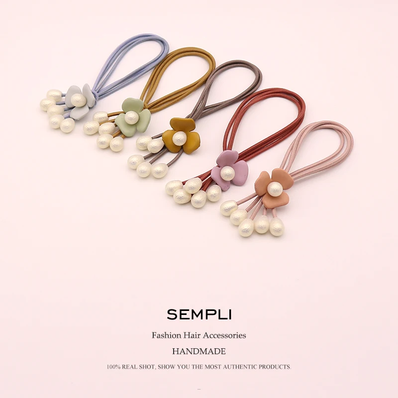 Резинки для волос Sempli женские нейлоновые эластичные резинки с цветами жемчугом