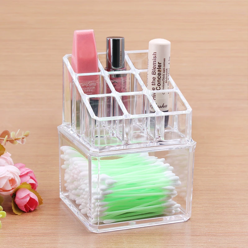 Косметика случаях ватные тампоны коробка для хранения Lip stick держатель акрил