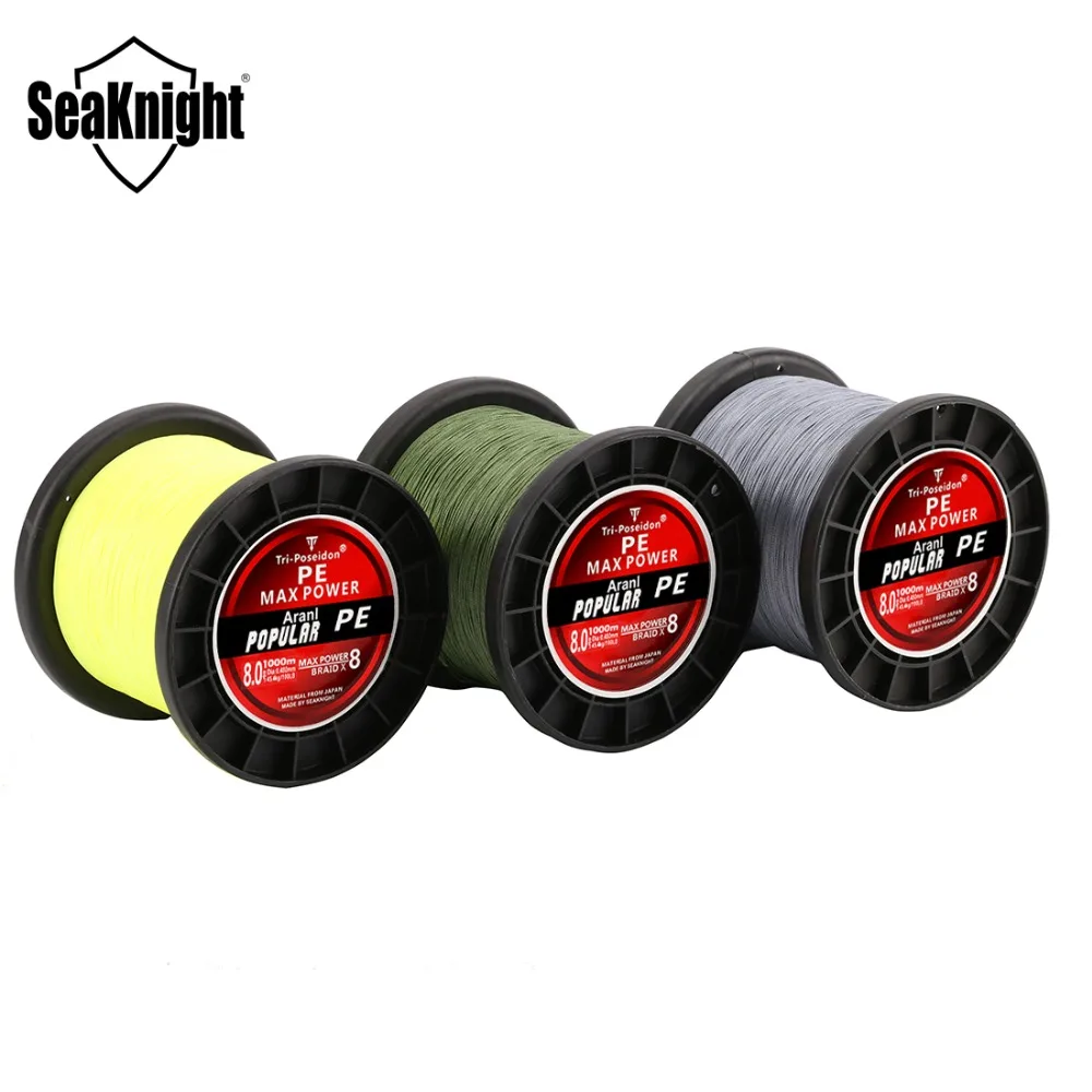 SeaKnight Tri Poseidon леска 1000 м 8 strands супер прочная плетеная рыболовная веревка 20 100LB