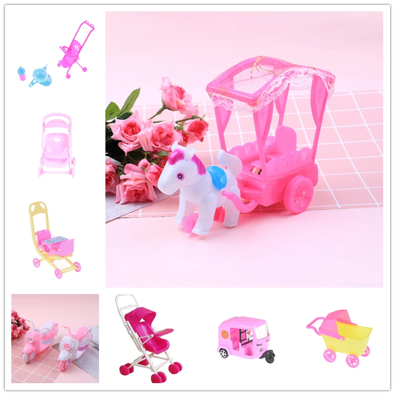 Розовые коляски велосипед автомобиль мотоцикл кукла съемный тент мебель детские
