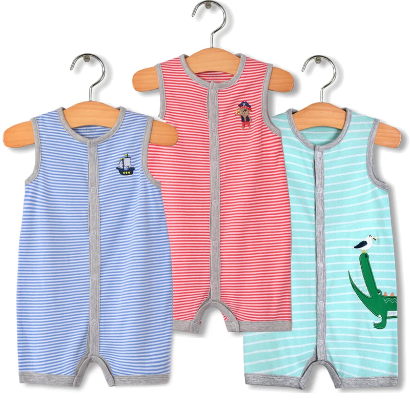 

y480 Baby piece clothing summer new cotton baby clothes sleeveless angle open button piece clothing Newborns summer clothes