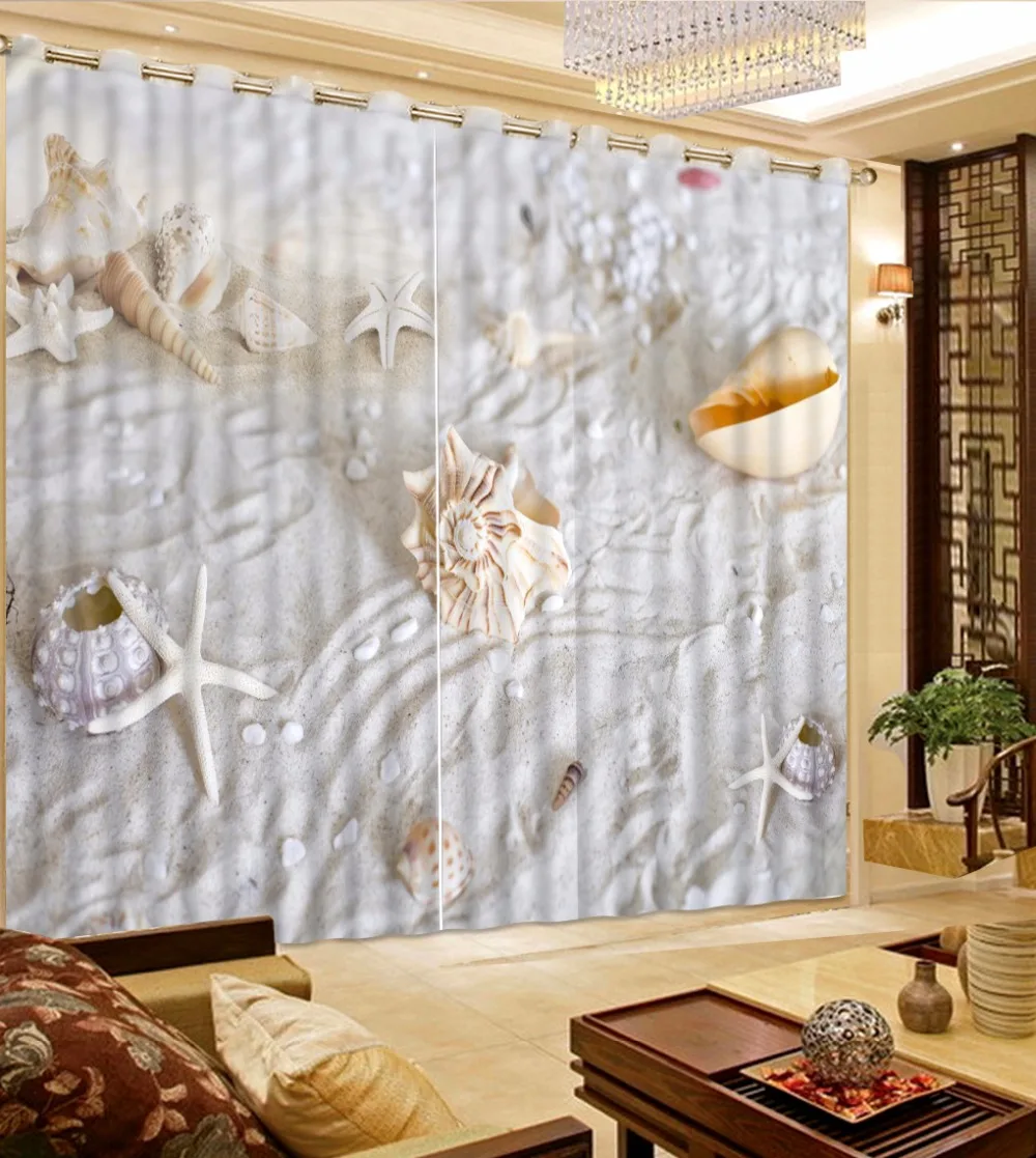 Пользовательские Любой размер 3D занавески пляжные Раковины Морская звезда