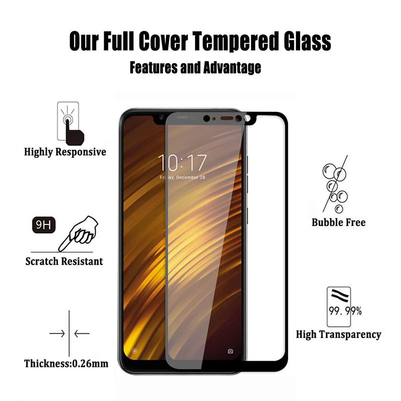GonoRack полное закаленное стекло для Xiaomi POCO F1 5 99 &quotЗащита экрана Pocophone глобальная