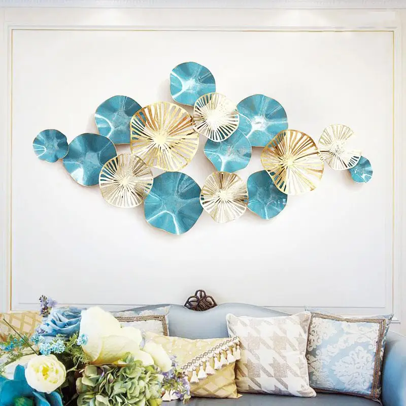 Luxury Modern Wrought Iron 3D Stereo Metal Lotus Leaf Mural Craft Wall Decoration Sofa Background Hanging Ornament Pattern | Дом и сад