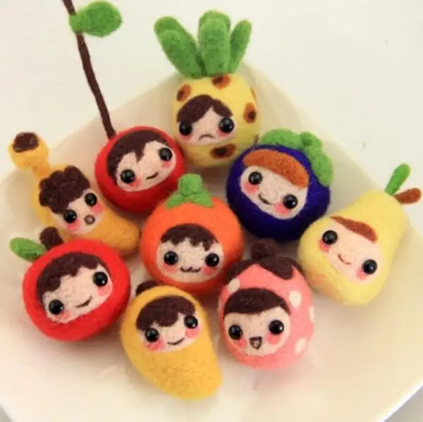 

Fruit Doll wool felting needlepoint kit phone rope felt needlecraft DIY craft handmade needlework with tools plus