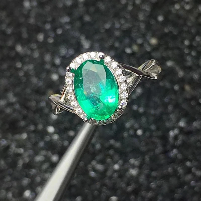 Elegant real emerald ring for woman 2ct 7 mm*9 mm oval cut natural engagement solid 925 silver fine jewelry | Украшения и
