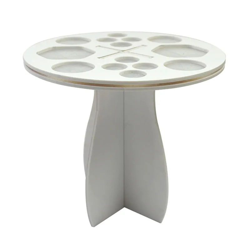 Round acrylic Makeup Brush Holder Cosmetic Makeup Brushes Display holder Showing Rack makeup brush Drying rack Stand Storage - Handle Color: White