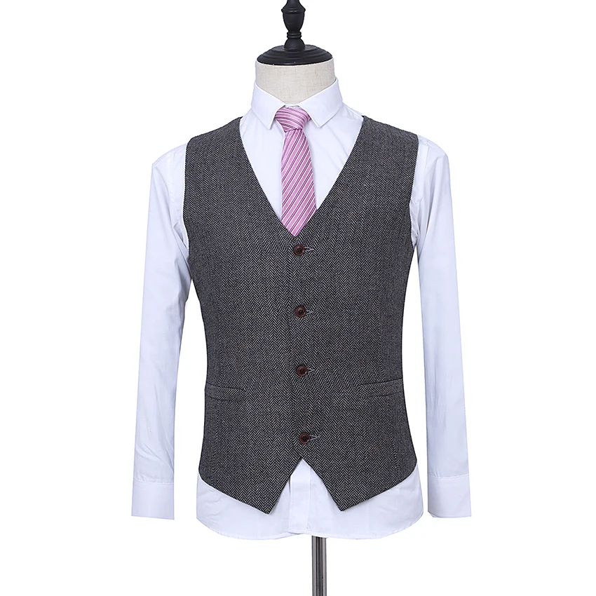 

NA62 Tweed Suits Wool Herringbone 2 buttons Mens Suit Formal Wedding Suits Thick Material Customized Size Man Suits