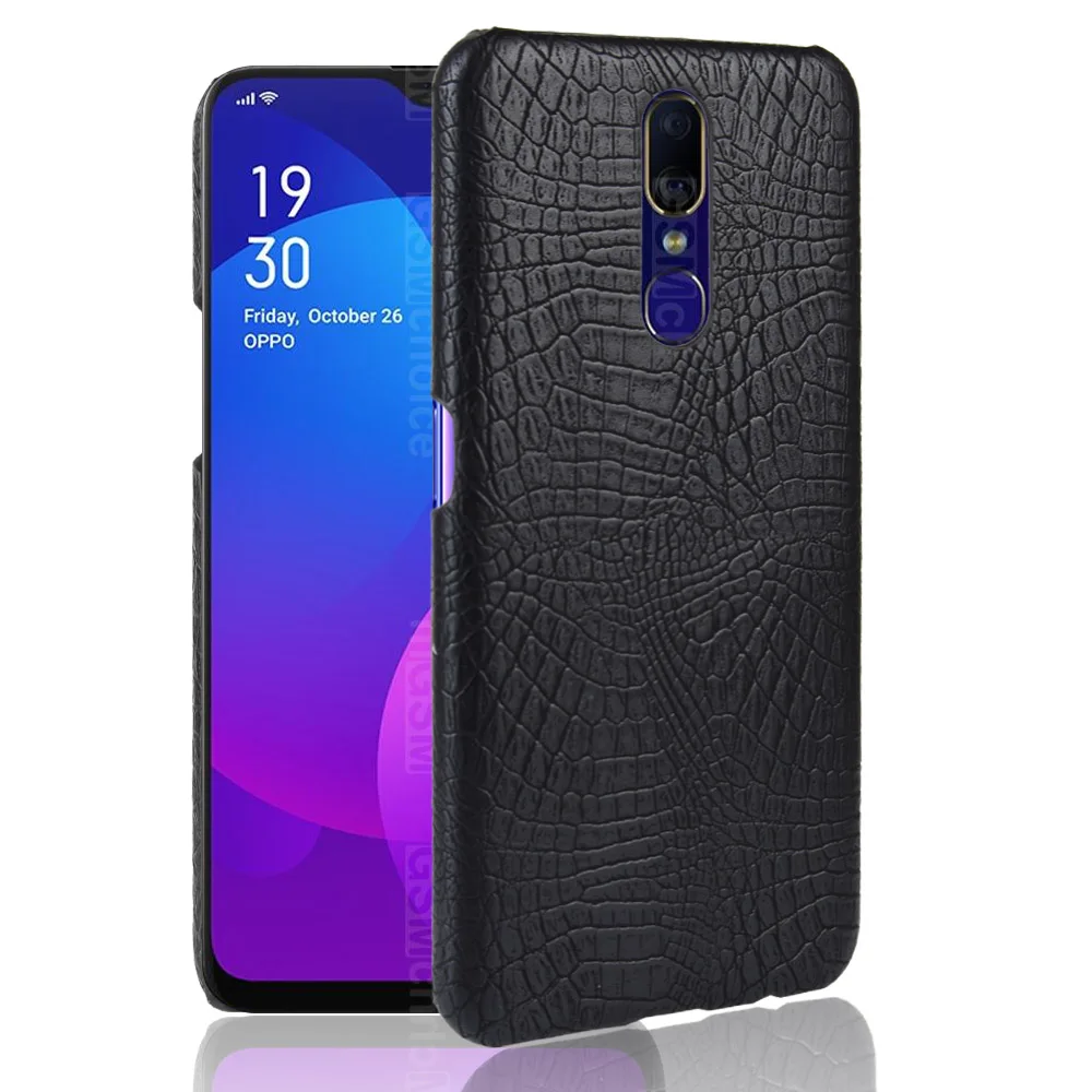 Для OPPO F11 чехол с крокодиловым узором Жесткий ПК и кожаный футляр складной для