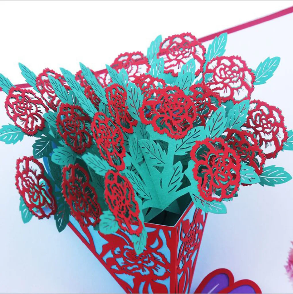 3D всплывающая креативная открытка с гвоздикой ручной работы на свадьбу День