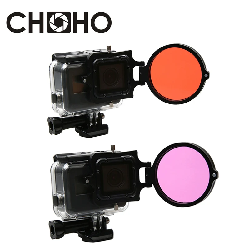

For Gopro 7 Underwater Waterproof Case Diving Dive Filter Red Purple Housing Lente Filtors for Go Pro 5 6 7 Black Accessories