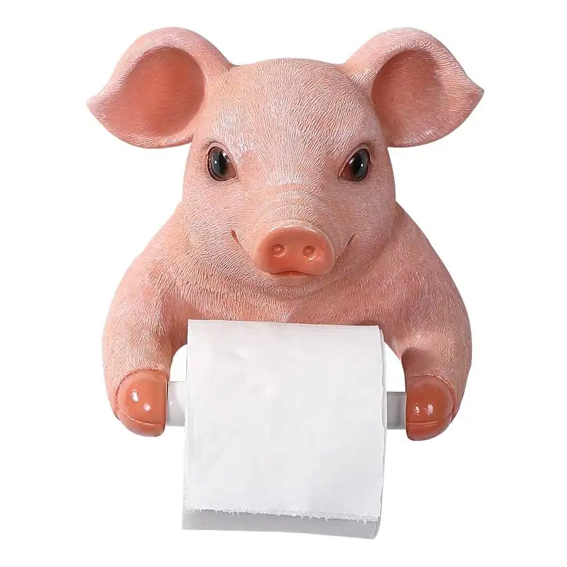 

Cute Pig Wall Hanging Towel Holder Figurines Tissue Towel Toilet Tissue Box Home Restaurant Resin Crafts Decoration R2033