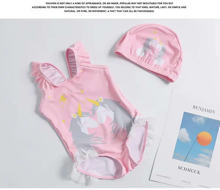 В виде единорога из мультфильма детская одежда милые купальники для девочек Одна