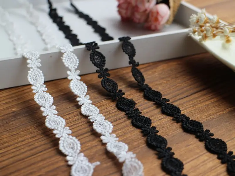 Off white/Black кружевная Лента отделка растворимый полиэстер гипюр кружева для Рождественский подарок-Ali