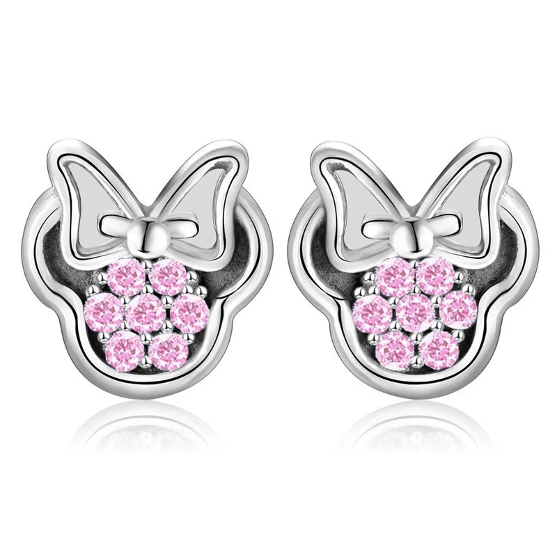 Pink Boosbiy роскошные женские серьги-гвоздики с Микки и Минни из мультфильма Элегантные Изящные серьги Новинка/ювелирные изделия брендовые серьги - Окраска металла: Pink