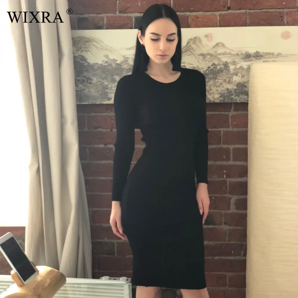 Wixra модное женское облегающее платье с длинным рукавом сексуальное уличное