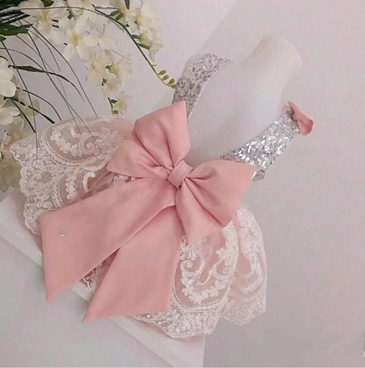 Flower Girl Dresses with Bow Infant Baby Girls 1 Year Birthday Party Dress Toddler Christmas Dresses with Big Bow