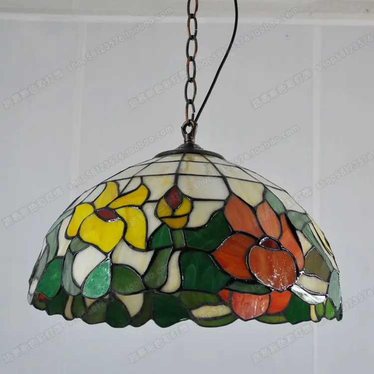 14 дюймовая люстра в форме лотоса американская пасторальная Люстра Тиффани для
