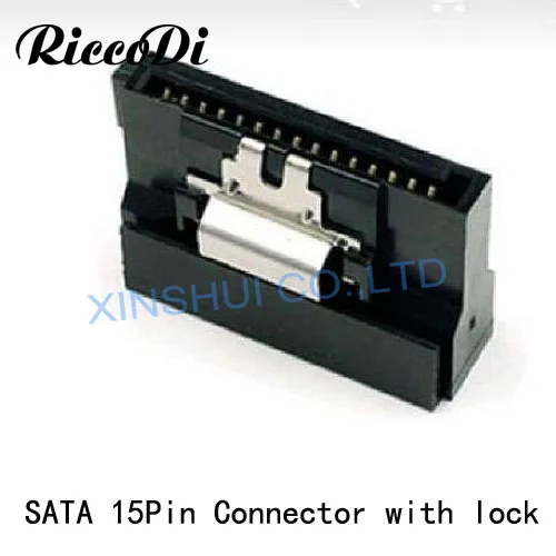 Высокое качество DIY черный SATA 15Pin Женский Разъем питания с металлическим замком 180