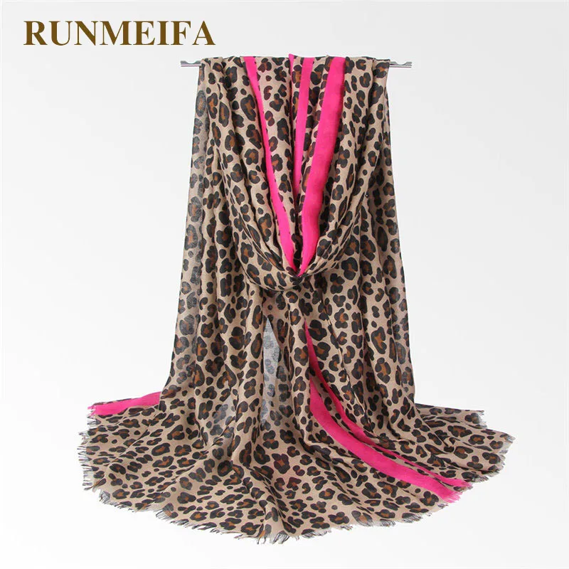 Женский шарф с леопардовым принтом RUNMEIFA модная пляжная шаль из мягкого хлопка