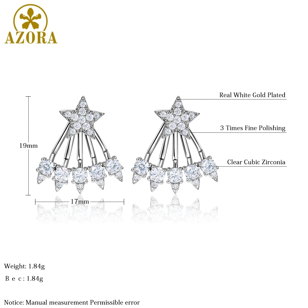 Азора пять когтей AAA + Clear Cubic Zirconia в виде пентаграммы серьги капель с Стразы