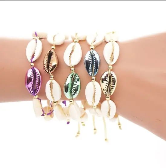 1 шт Лидер продаж ручной работы натуральная ракушка руки вязать браслет