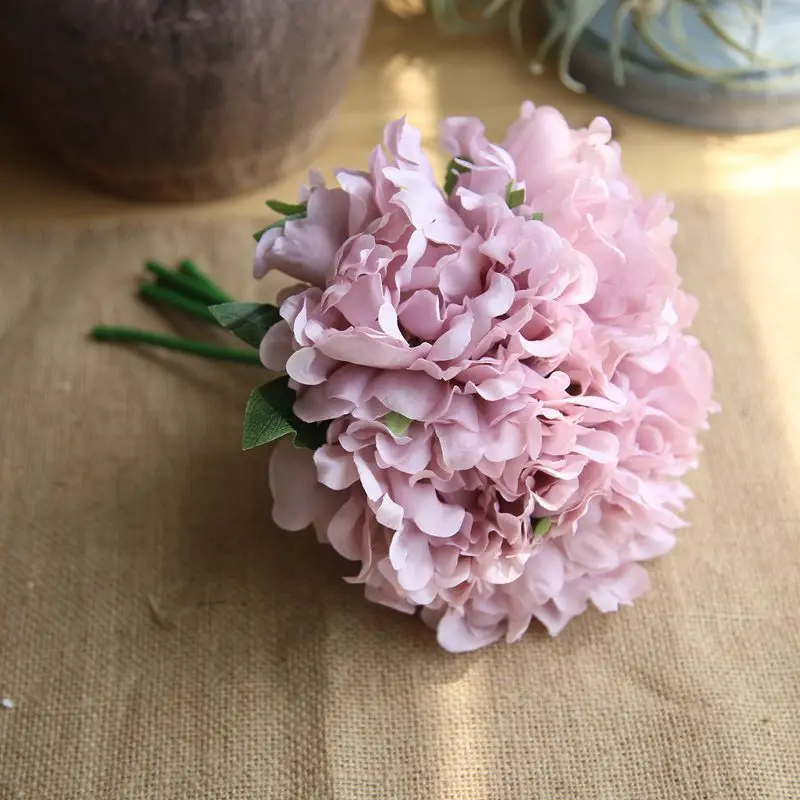Лиловый 5 голов/Букет Искусственный Пион Шелковый букет цветок DIY искусственный букет невесты цветок для свадьбы украшение дома - Цвет: Лиловый