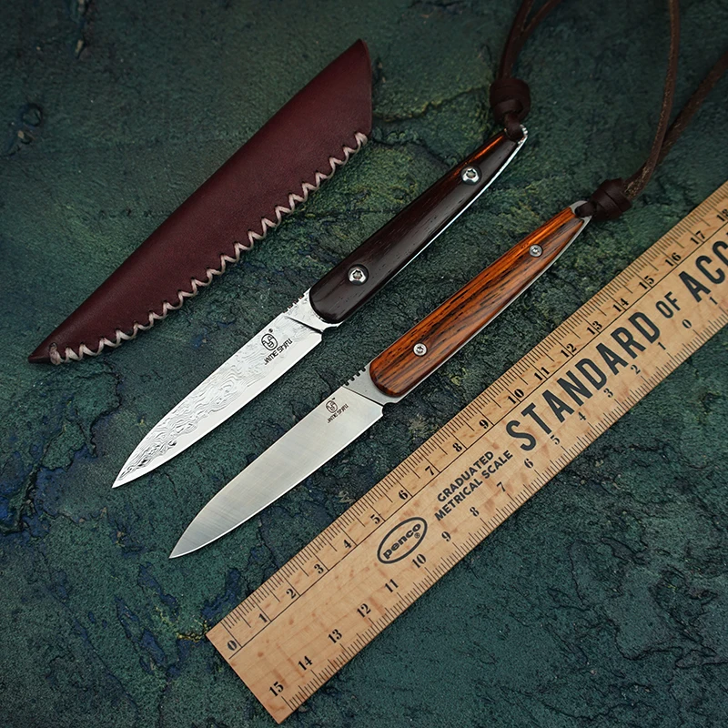 Полный Tang VG10 Дамасская сталь нож для очистки овощей Открытый Отдых EDC Инструменты