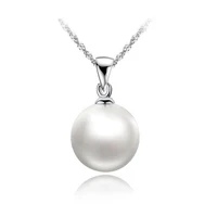 elegant women fashion freshwater pearl pendant necklace 925 sterling silver big round white pearl necklace free shipping