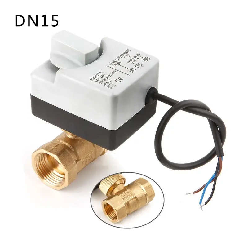 

AC220V DN15 DN20 DN25 2 Way 3 Wires Brass Motorized Ball Valve Electric Actuato With Manual Switch