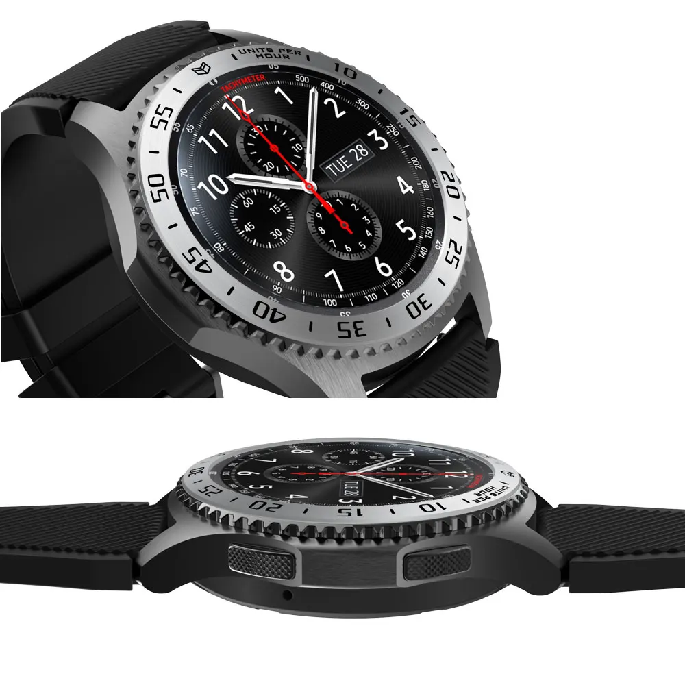 Чехол с кольцом для samsung Galaxy 46 мм/gear S3 Frontier, защитный чехол с кольцом, металлические часы-наклейка, аксессуары