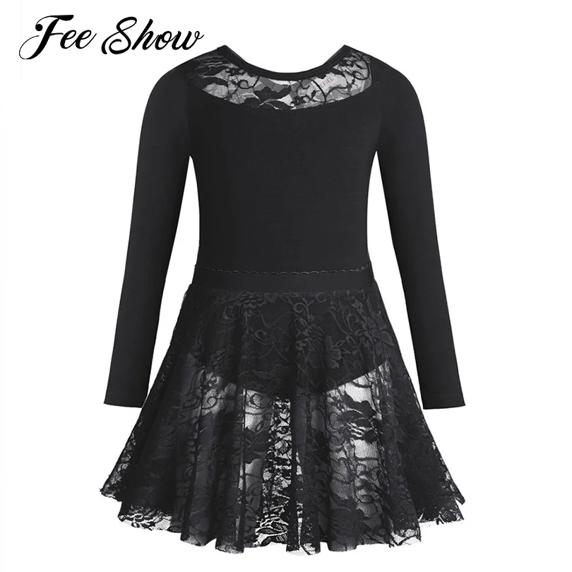 

Fashion Kids Girls Dance Gymnastics Leotard Ballet Tutu Dancewear Girls Ballet Performance Costumes with Lace Skirt Outfit Set