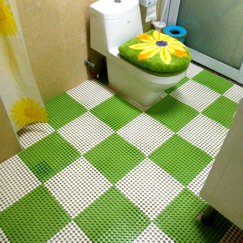 4pcs/set Creative mosaic bathroom floor mats non-slip massage bath shower toilet waterproof | Дом и сад