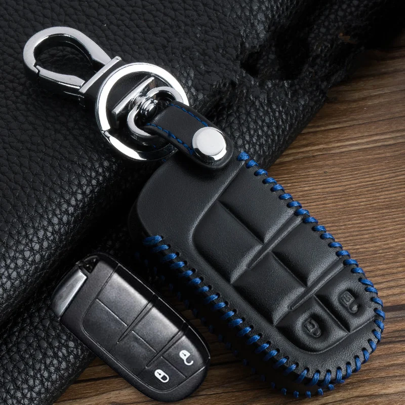 2 Пуговицы кожа Ключи чехол Брелок кожи Набор для Dodge Journey JCUV Jeep Grand Cherokee Wrangler