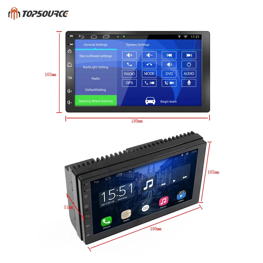 Автомобильный мультимедийный плеер TOPSOURCE Android 6 0 автомобильный DVD-радиоплеер 2 din