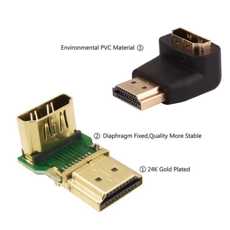 2 шт. HDMI Кабельные адаптеры конвертеры 270/90 градусов угол папа к hdmi Женский для 1080P