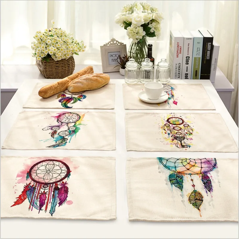 Ловец снов хлопок Ткань место Коврики Home Decor Посуда Подставки под чашки для кухни