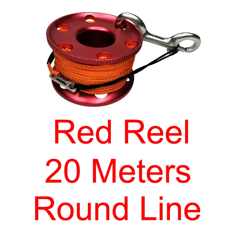 Red 20M Round Line Подводная катушка для дайвинга катушка с нержавеющая сталь защелкивающийся зажим болта SMB безопасная колбаса пальчиковая катушка для подводного ныряльщика подводного плавания - Цвет: Red 20M Round Line