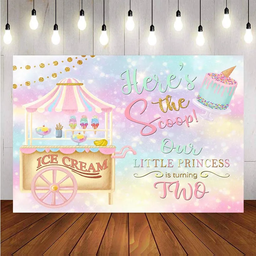 Mehofond-Fondo de fotografía de princesa pequeña, decoración de pastel de helado de bebé, fiesta de cumpleaños, sesión fotográfica, cartel de estudio fotográfico