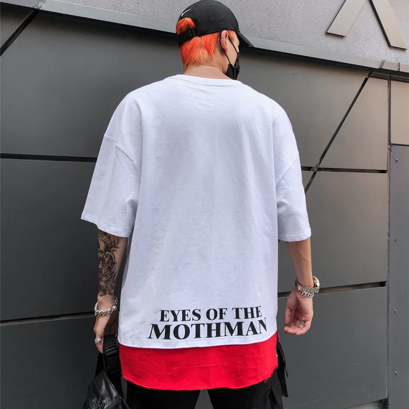 Harajuku Ленточные футболки для мужчин Уличная Летняя мода хип хоп короткий рукав