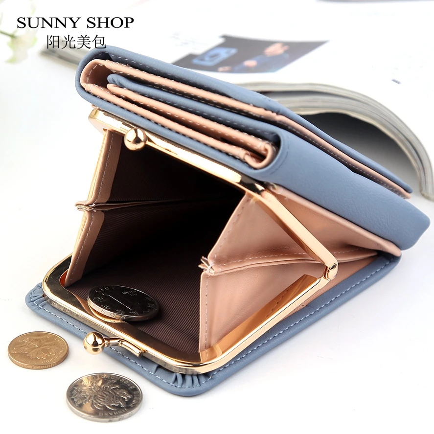 SUNNY SHOP Кошелек для монет кожаный кошелек женский короткий милый держатель для карт маленький кошелек из искусственной кожи женский кошелек для девушек