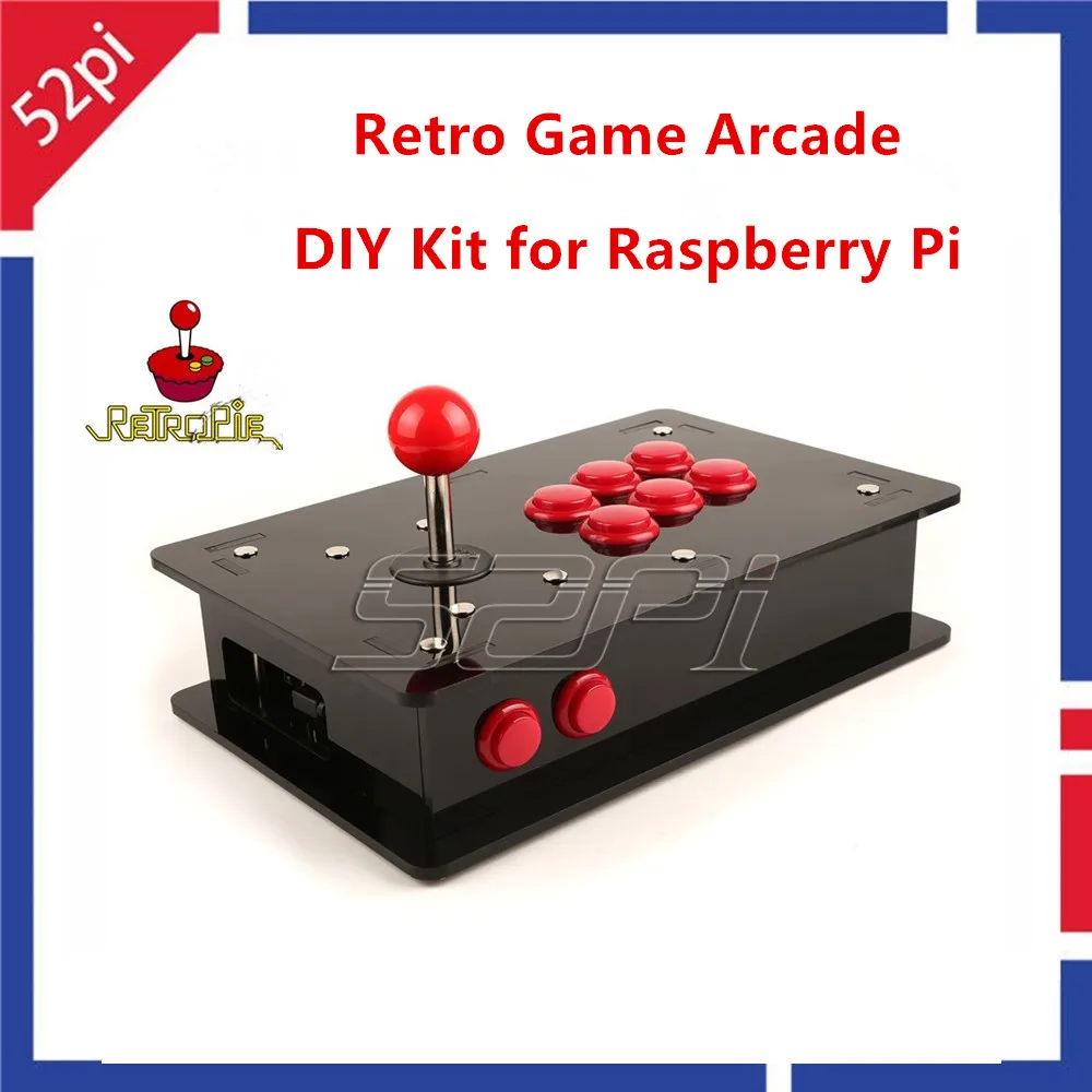 52Pi Ретро игровой аркадный Набор DIY с джойстиком и кнопками акриловой коробкой для