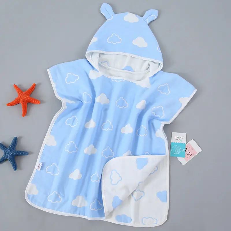 Baby Bath Towel for Newborns Child Hooded Baby Towel With Hood Muslin Baby Cotton Gauze Cloth New Born beach Towel for Children - Цвет: 6 Lanbaiyun