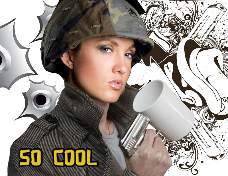 

The Gun Coffee Mug, Pistol Shaped Ceramic Tea Cup Gun Mug