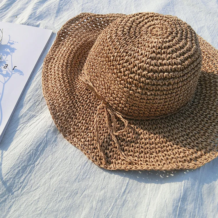 Girls mother children Accessories sunshade Beach Hat sunscreen hat weaving Bowknot straw fashion pure color Parent-child | Детская