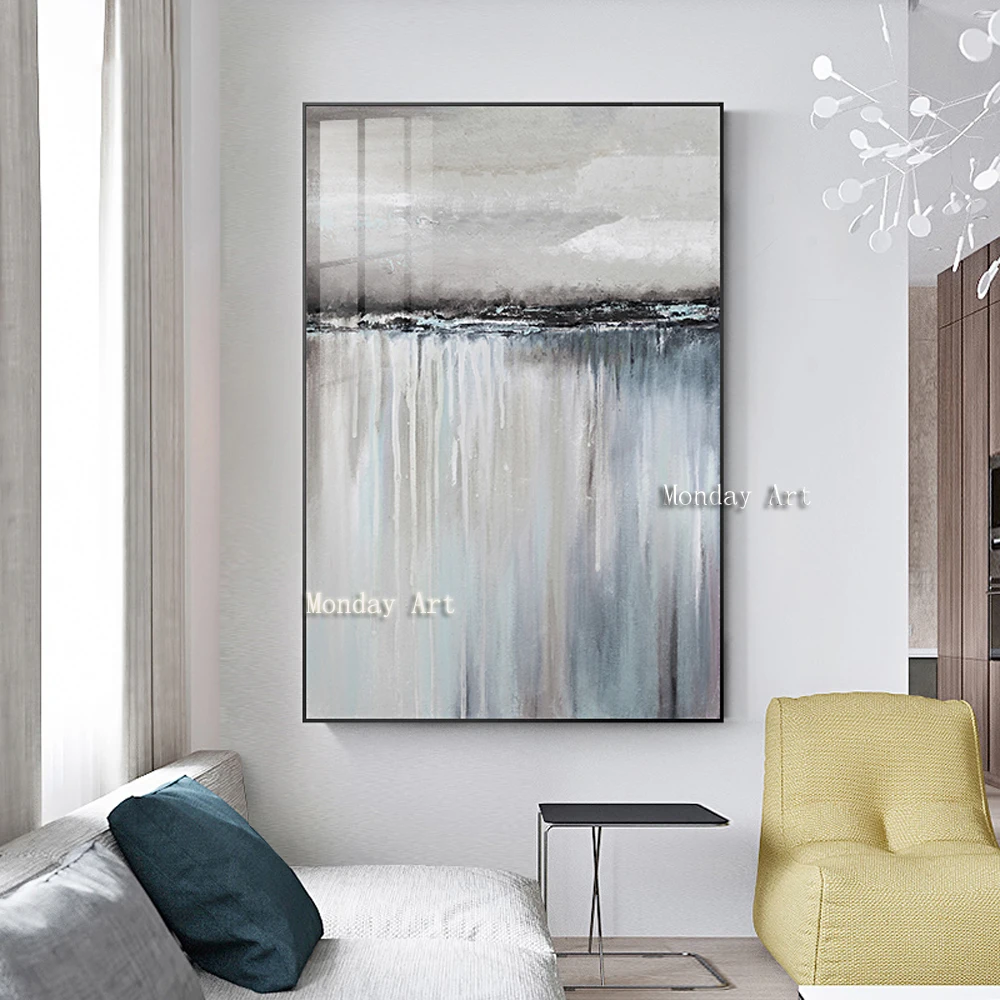 

Hand painted modern art posters picture Minimalist wall art Grey Canvas oil Painting Home Decor Wall painting For Living Room